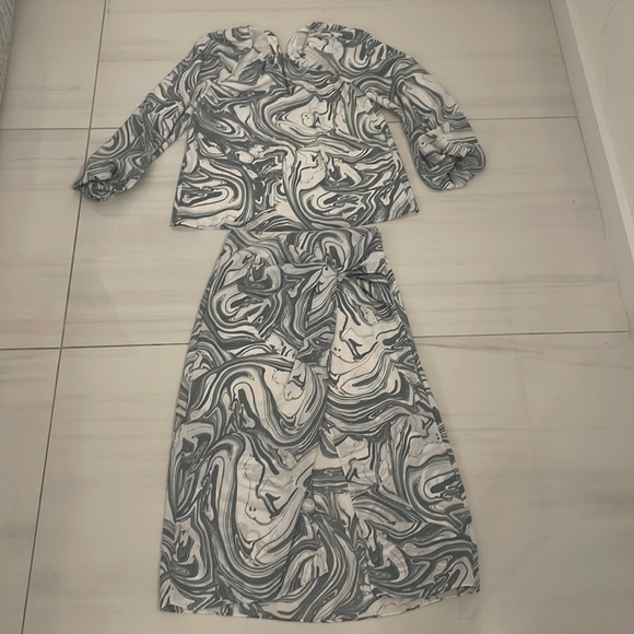 JONATHAN SIMKHAI MELLIE MARBLE PRINT MIDI DRESS - Picture 3 of 5